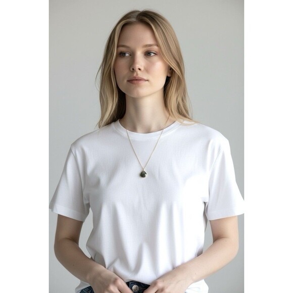 Vintage Faceted Labradorite Tear Drop Pendant Necklace 17" Gold-tone Gemstone - Picture 3 of 16